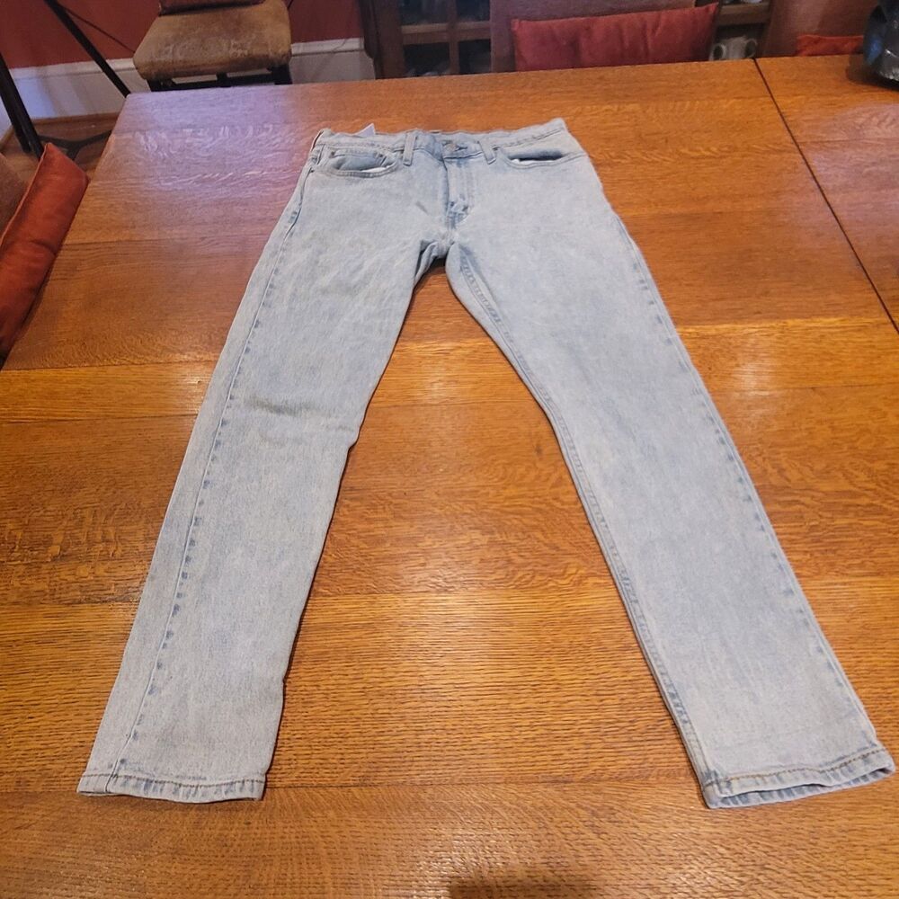 Levi's 512 34x32 Men's Slim Fit Light Wash Blue Denim Jeans 5-Pocket Button Logo